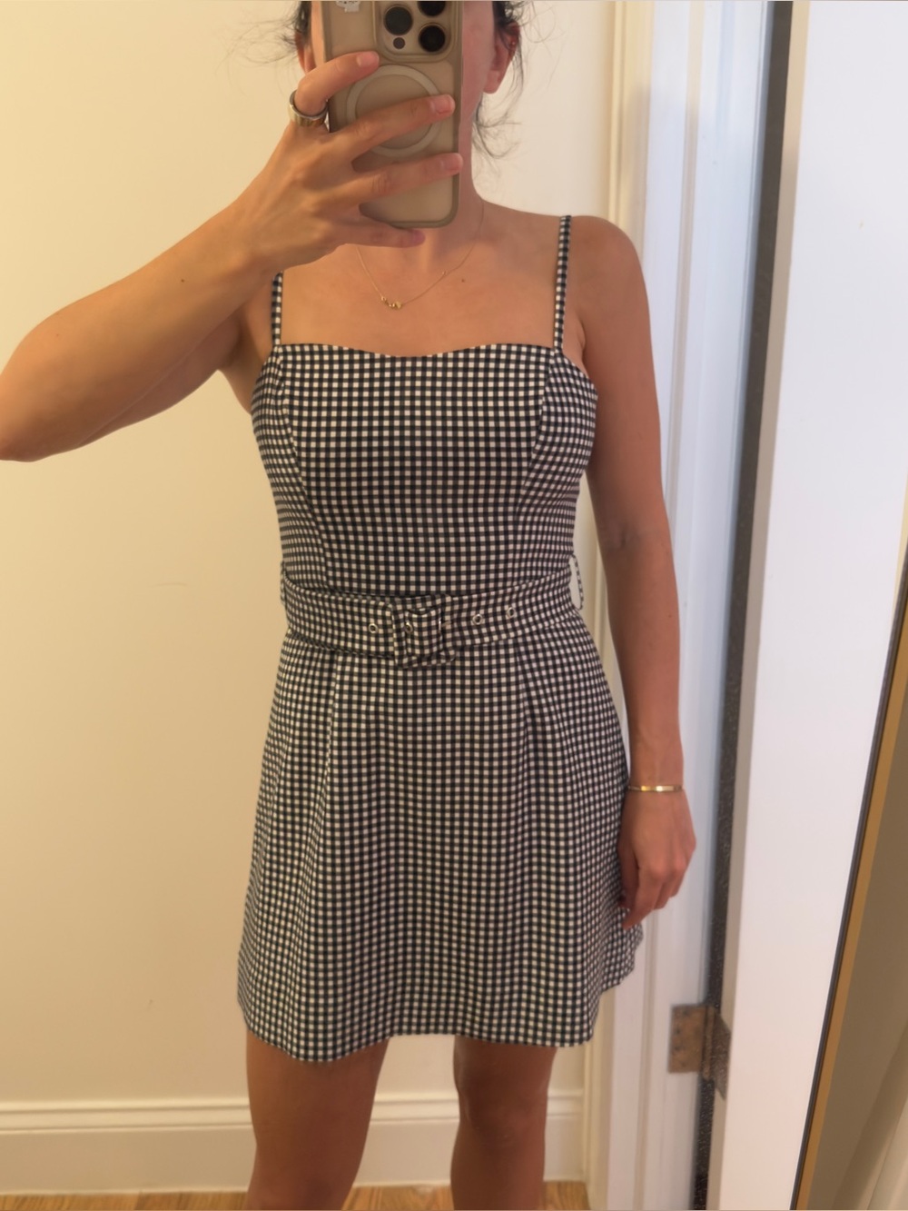 French Connection Black and White Gingham Mini Dress